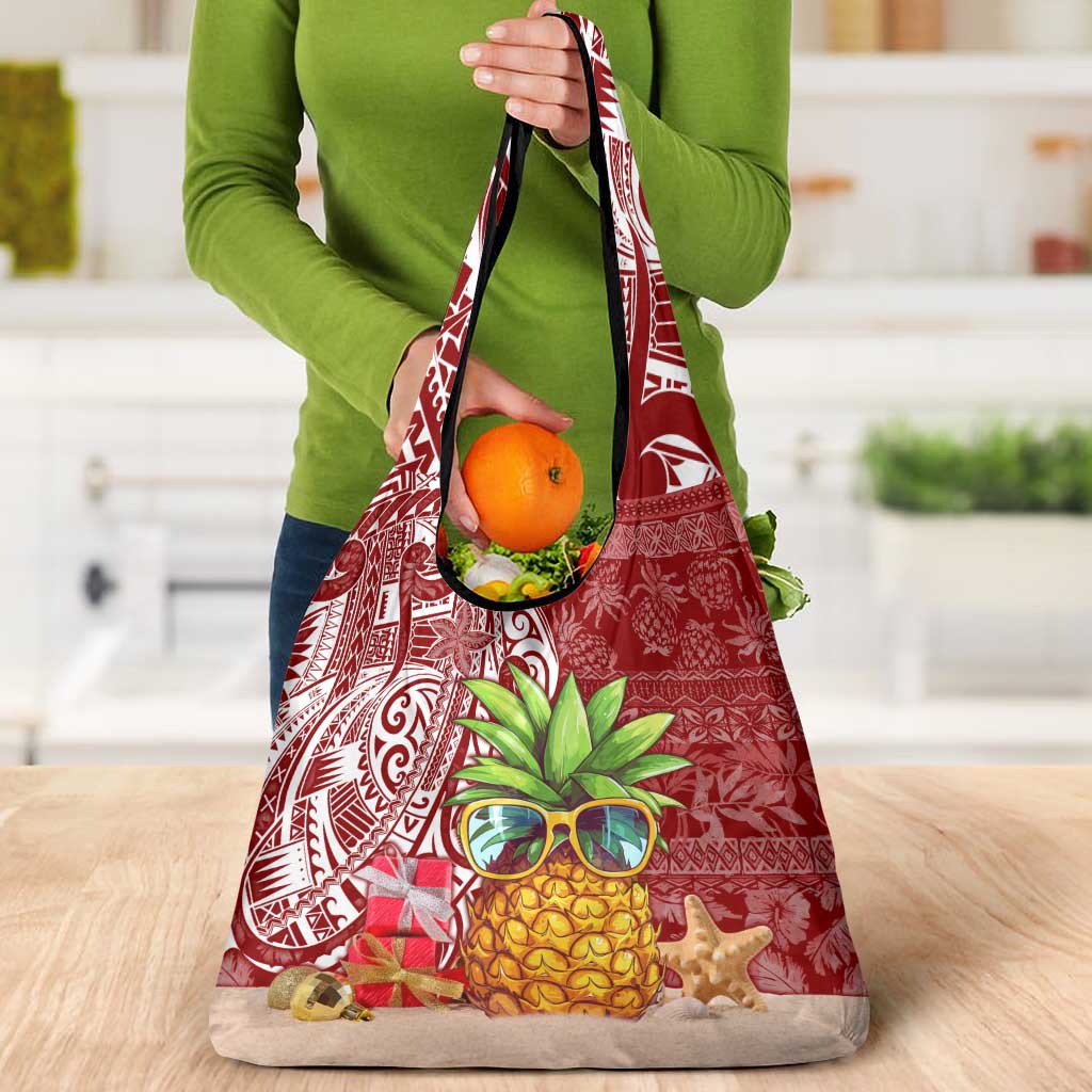 Mele Kalikimaka Hawaii Christmas Grocery Bag Pineapple Party LT7 - Polynesian Pride