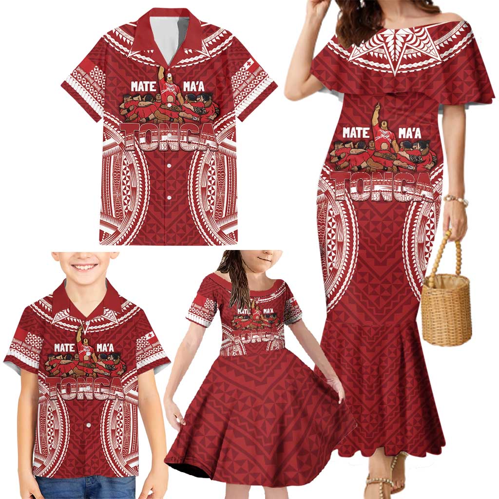 Personalized Mate Maa Tonga Rugby Family Matching Mermaid Dress and Hawaiian Shirt Ofa Atu Tonga LT7 - Polynesian Pride