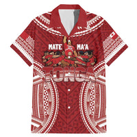 Personalized Mate Maa Tonga Rugby Family Matching Mermaid Dress and Hawaiian Shirt Ofa Atu Tonga LT7 Dad's Shirt - Short Sleeve Red - Polynesian Pride