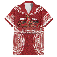 Personalized Mate Maa Tonga Rugby Family Matching Off The Shoulder Long Sleeve Dress and Hawaiian Shirt Ofa Atu Tonga LT7 Dad's Shirt - Short Sleeve Red - Polynesian Pride