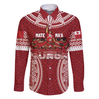 Personalized Mate Maa Tonga Rugby Family Matching Off The Shoulder Long Sleeve Dress and Hawaiian Shirt Ofa Atu Tonga LT7 Dad's Shirt - Long Sleeve Red - Polynesian Pride