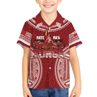 Personalized Mate Maa Tonga Rugby Family Matching Off The Shoulder Long Sleeve Dress and Hawaiian Shirt Ofa Atu Tonga LT7 Son's Shirt Red - Polynesian Pride