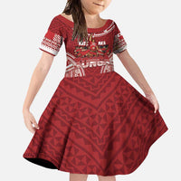 Personalized Mate Maa Tonga Rugby Family Matching Off Shoulder Maxi Dress and Hawaiian Shirt Ofa Atu Tonga LT7 Daughter's Dress Red - Polynesian Pride