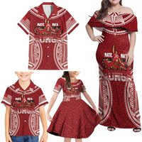 Personalized Mate Maa Tonga Rugby Family Matching Off Shoulder Maxi Dress and Hawaiian Shirt Ofa Atu Tonga LT7 - Polynesian Pride
