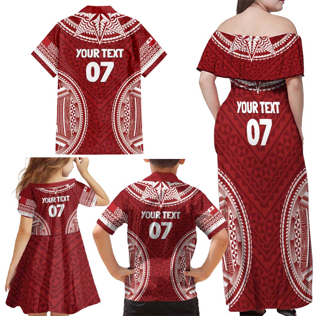 Personalized Mate Maa Tonga Rugby Family Matching Off Shoulder Maxi Dress and Hawaiian Shirt Ofa Atu Tonga LT7 - Polynesian Pride