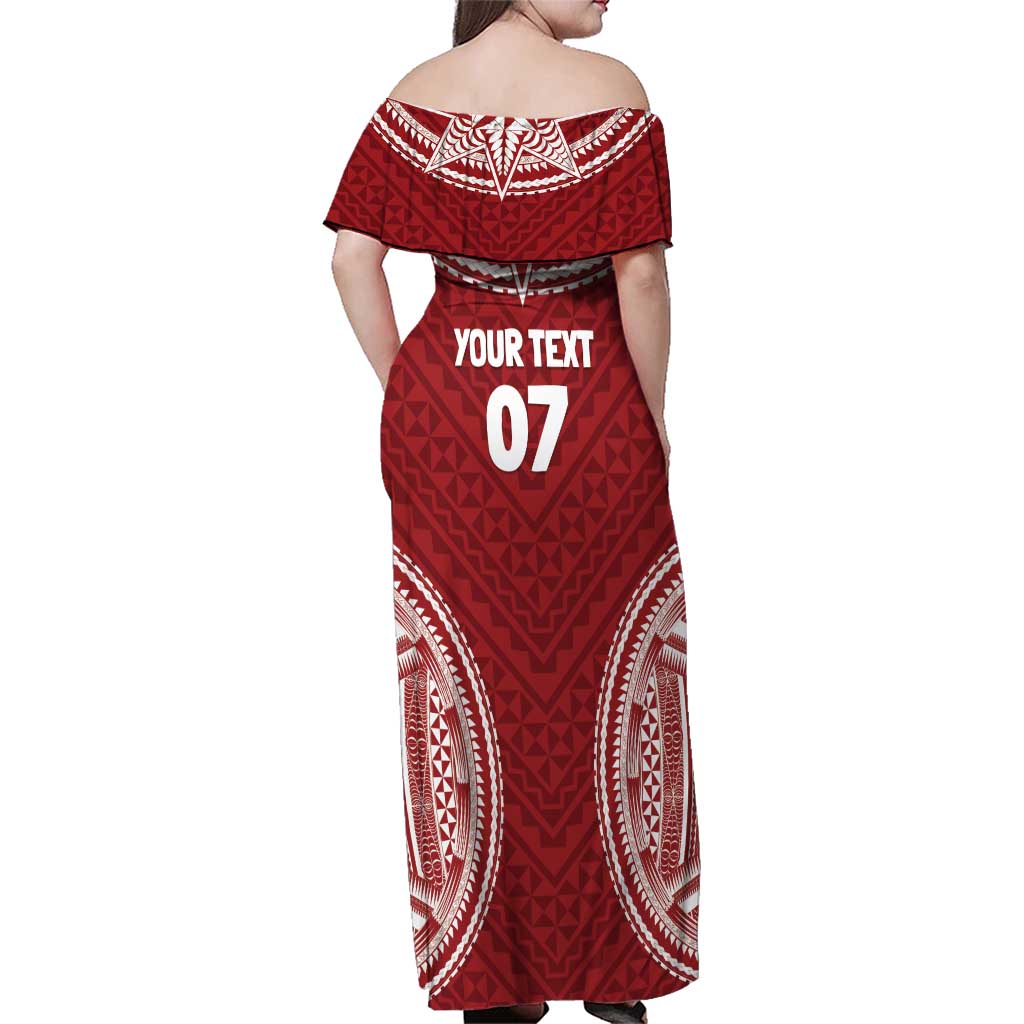 Personalized Mate Maa Tonga Rugby Family Matching Off Shoulder Maxi Dress and Hawaiian Shirt Ofa Atu Tonga LT7 - Polynesian Pride