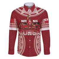 Personalized Mate Maa Tonga Rugby Family Matching Off Shoulder Short Dress and Hawaiian Shirt Ofa Atu Tonga LT7 Dad's Shirt - Long Sleeve Red - Polynesian Pride