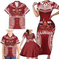 Personalized Mate Maa Tonga Rugby Family Matching Short Sleeve Bodycon Dress and Hawaiian Shirt Ofa Atu Tonga LT7 - Polynesian Pride