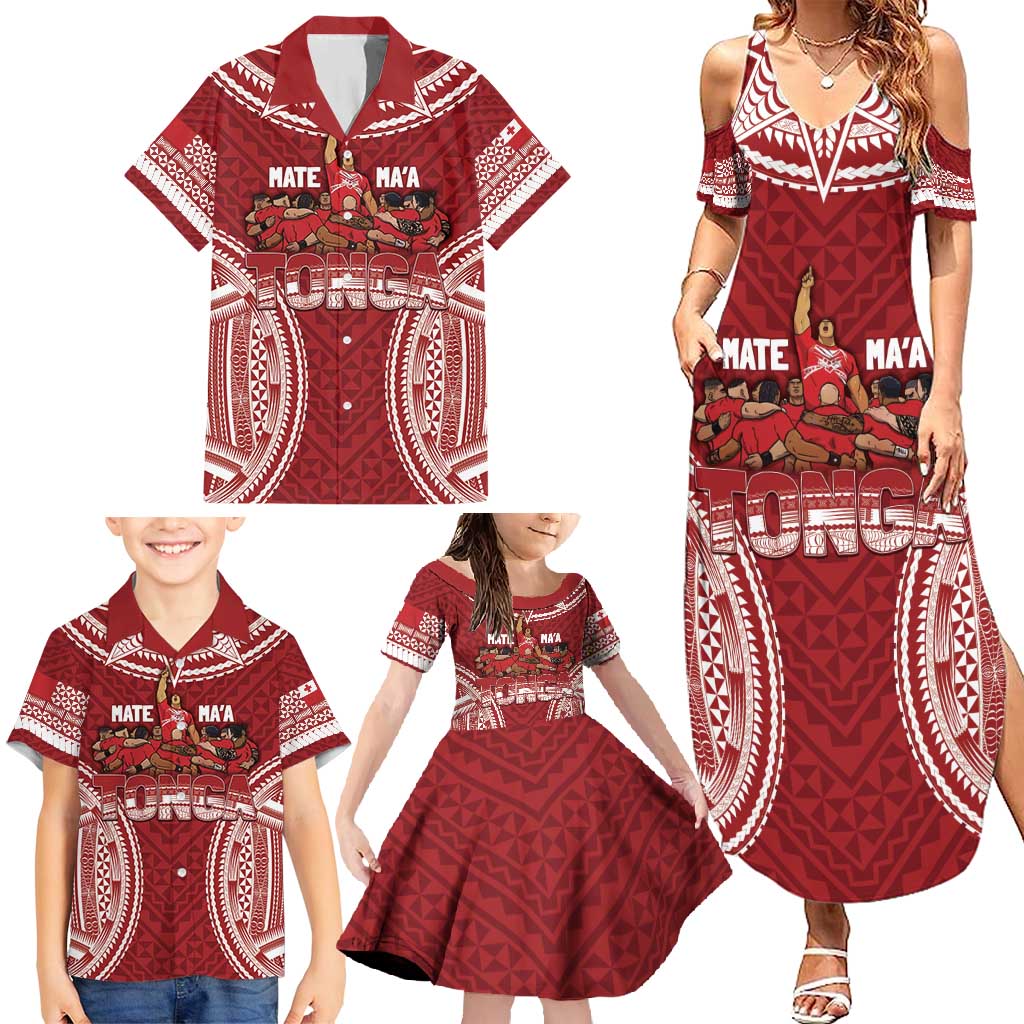 Personalized Mate Maa Tonga Rugby Family Matching Summer Maxi Dress and Hawaiian Shirt Ofa Atu Tonga LT7 - Polynesian Pride