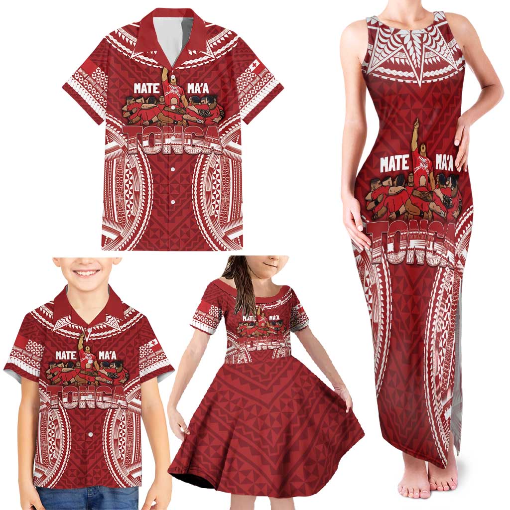 Personalized Mate Maa Tonga Rugby Family Matching Tank Maxi Dress and Hawaiian Shirt Ofa Atu Tonga LT7 - Polynesian Pride