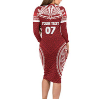 Personalized Mate Maa Tonga Rugby Long Sleeve Bodycon Dress Ofa Atu Tonga LT7 - Polynesian Pride