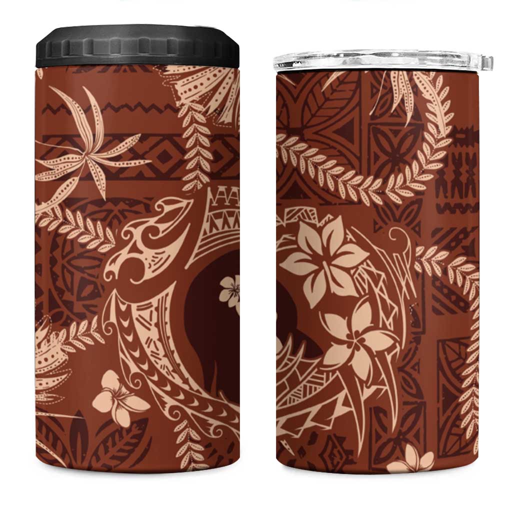 Hawaii Plumeria 4 in 1 Can Cooler Tumbler Hau'oli la Makuahine Sunburned LT7 One Size: 16 oz Tan - Polynesian Pride