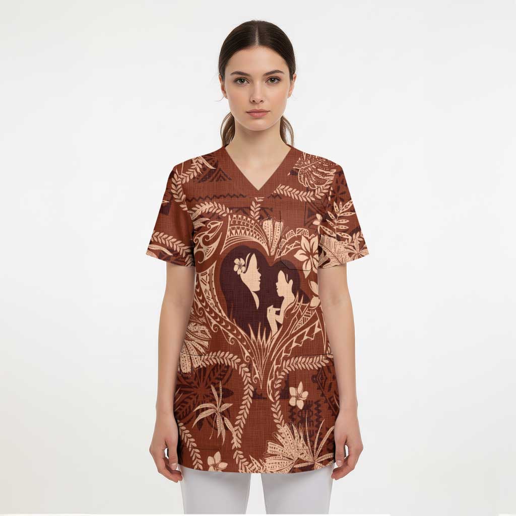 Hawaii Plumeria Scrub Top Hau'oli la Makuahine Sunburned - Polynesian Pride