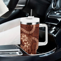 Hawaii Plumeria Tumbler With Handle Hau'oli la Makuahine Sunburned