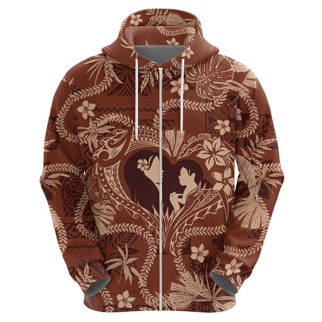 Hawaii Plumeria Zip Hoodie Hau'oli la Makuahine Sunburned LT7 - Polynesian Pride