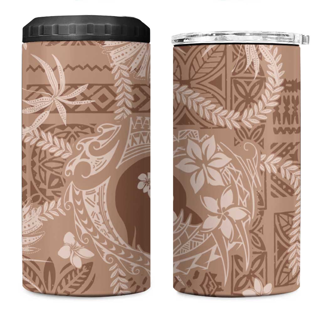 Hawaii Plumeria 4 in 1 Can Cooler Tumbler Hau'oli la Makuahine Beige LT7 One Size: 16 oz Beige - Polynesian Pride