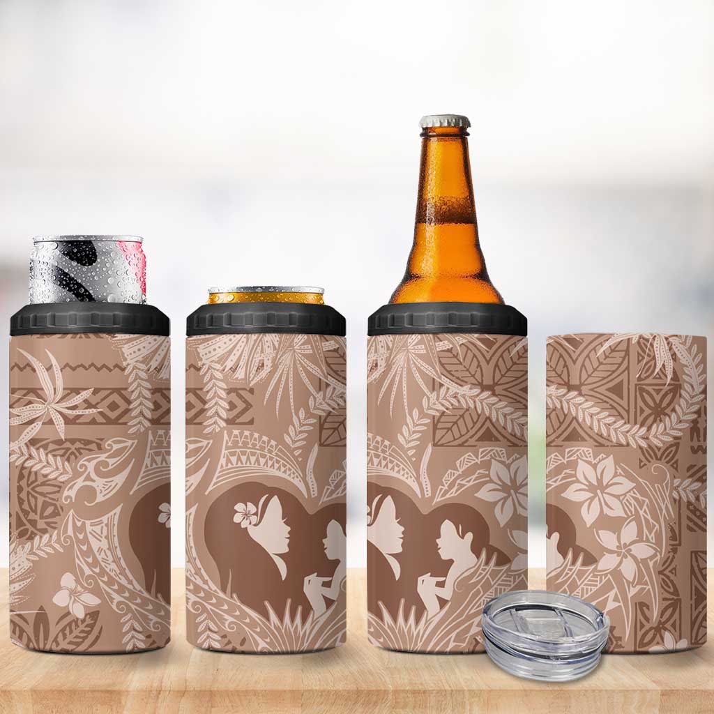 Hawaii Plumeria 4 in 1 Can Cooler Tumbler Hau'oli la Makuahine Beige LT7 - Polynesian Pride