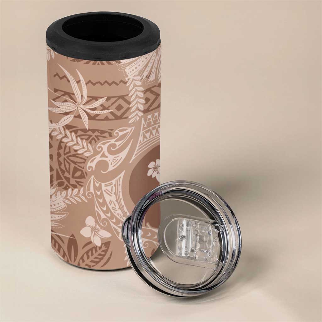 Hawaii Plumeria 4 in 1 Can Cooler Tumbler Hau'oli la Makuahine Beige LT7 - Polynesian Pride