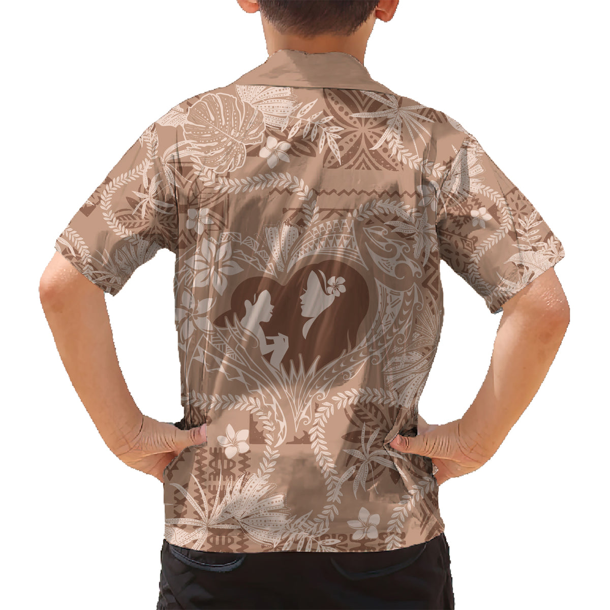 Hawaii Plumeria Kid Hawaiian Shirt Hau'oli la Makuahine Beige LT7 - Polynesian Pride