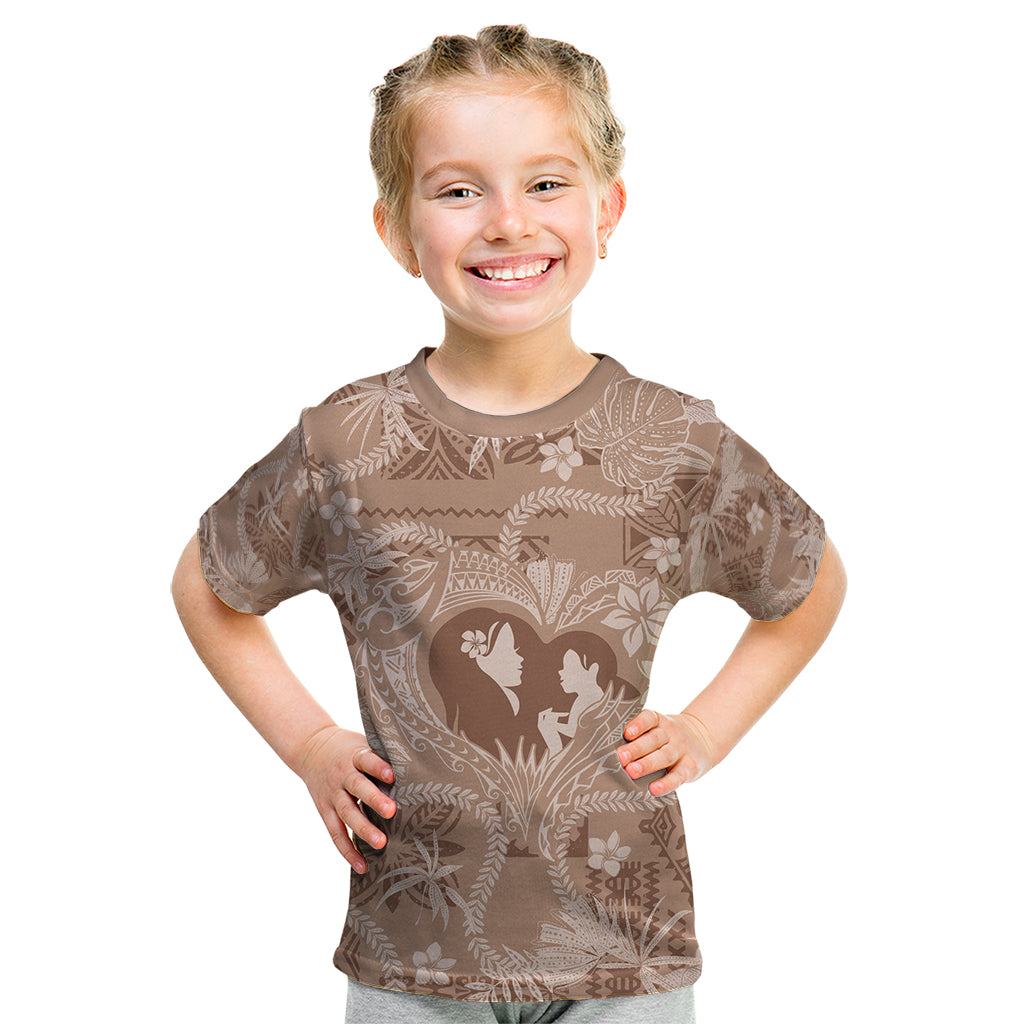 Hawaii Plumeria Kid T Shirt Hau'oli la Makuahine Beige LT7 Beige - Polynesian Pride