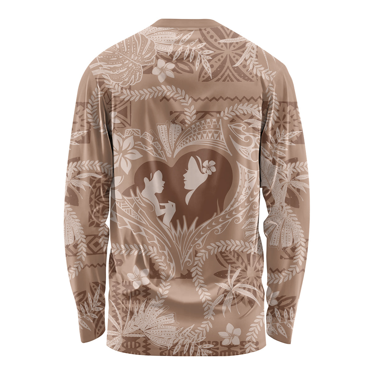 Hawaii Plumeria Long Sleeve Shirt Hau'oli la Makuahine Beige LT7 - Polynesian Pride