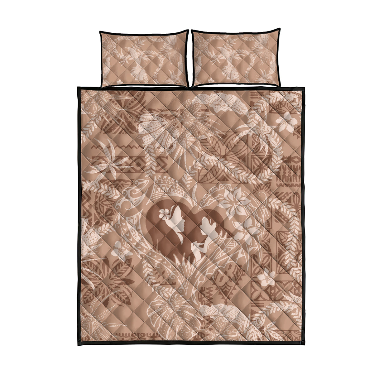 Hawaii Plumeria Quilt Bed Set Hau'oli la Makuahine Beige LT7 - Polynesian Pride