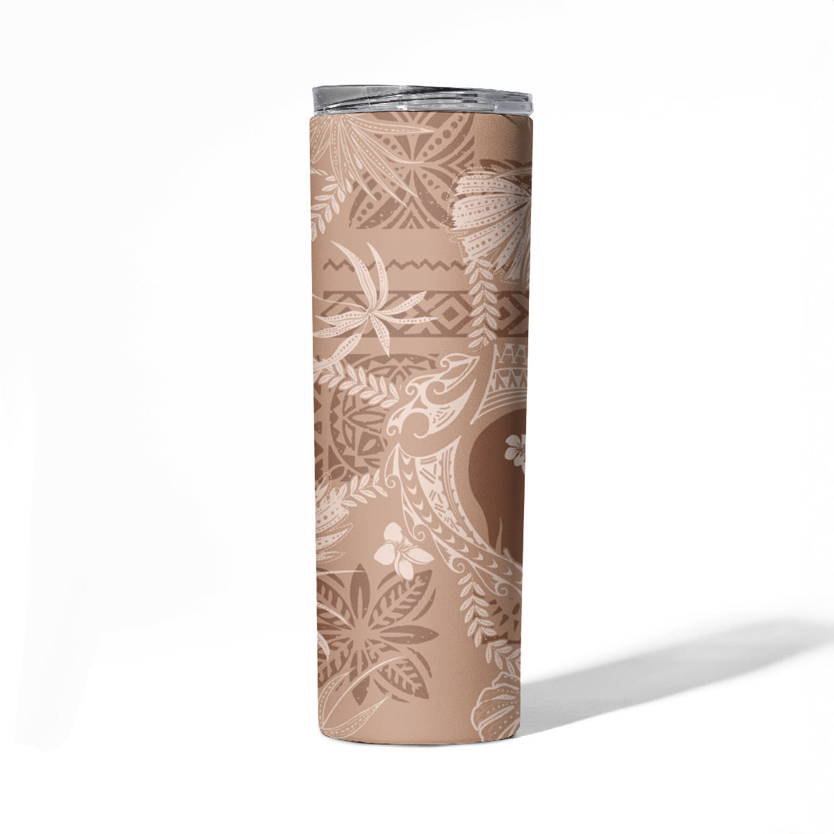 Hawaii Plumeria Skinny Tumbler Hau'oli la Makuahine Beige LT7 - Polynesian Pride