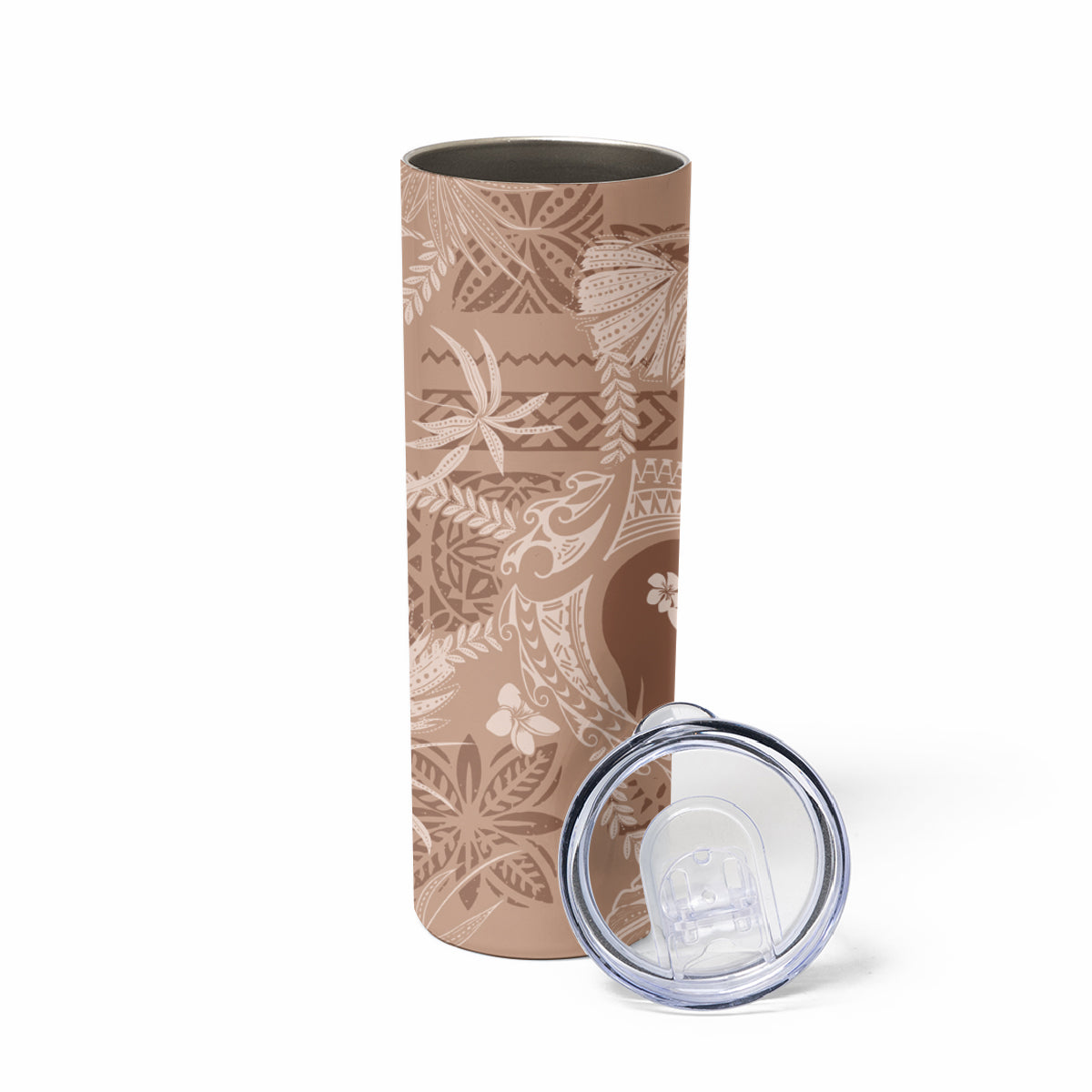 Hawaii Plumeria Skinny Tumbler Hau'oli la Makuahine Beige LT7 - Polynesian Pride
