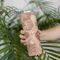 Hawaii Plumeria Skinny Tumbler Hau'oli la Makuahine Beige LT7 - Polynesian Pride