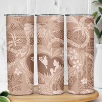 Hawaii Plumeria Skinny Tumbler Hau'oli la Makuahine Beige LT7 - Polynesian Pride
