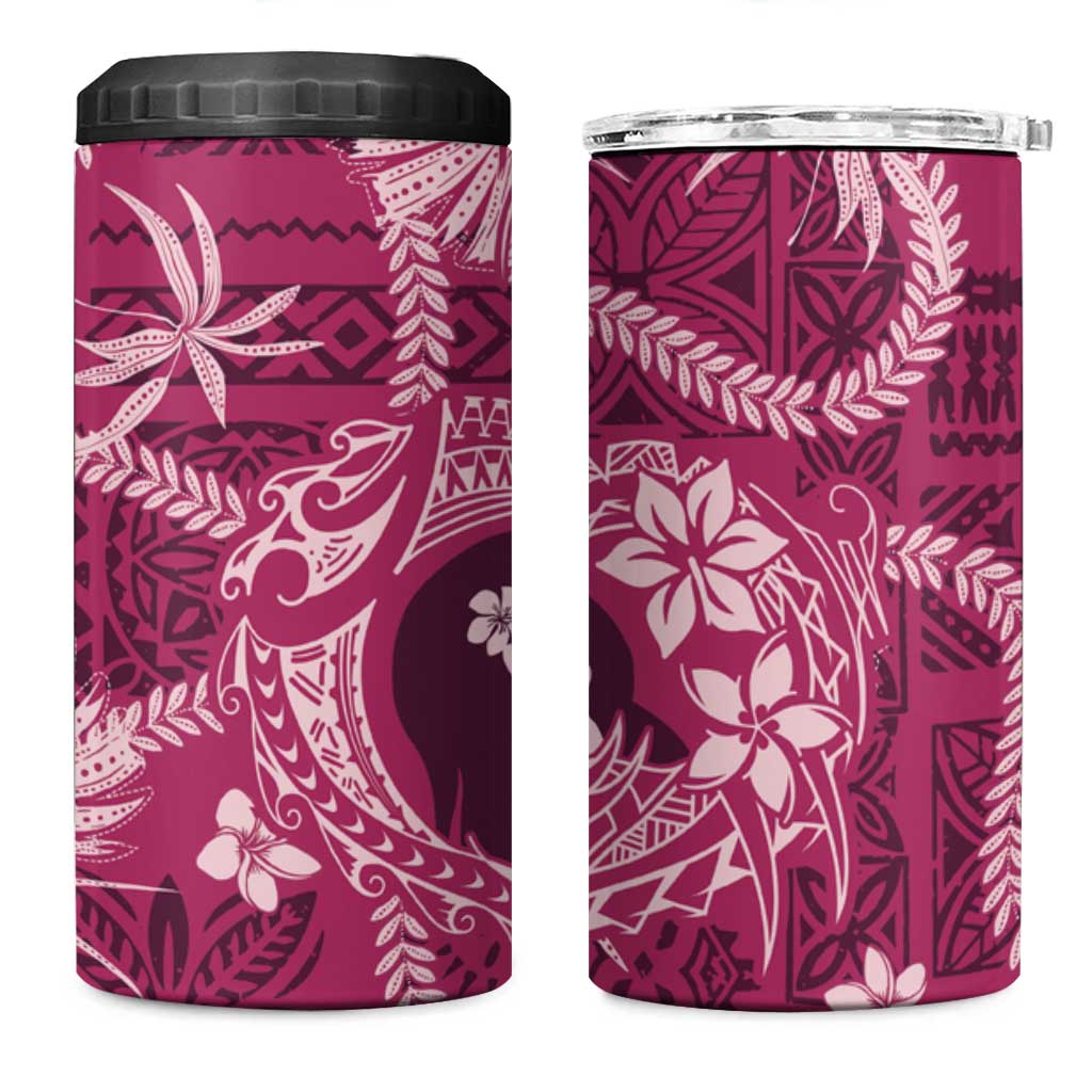 Hawaii Plumeria 4 in 1 Can Cooler Tumbler Hau'oli la Makuahine Rosy LT7 One Size: 16 oz Pink - Polynesian Pride