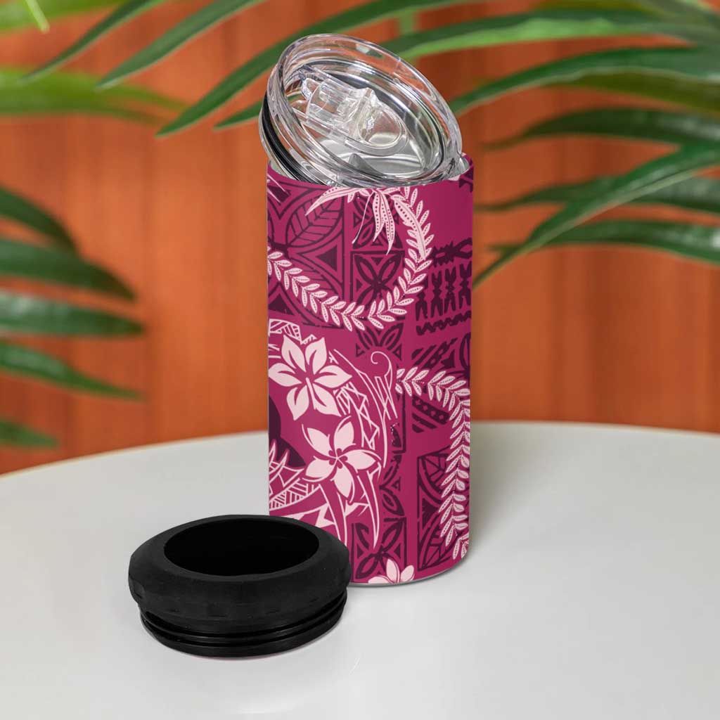 Hawaii Plumeria 4 in 1 Can Cooler Tumbler Hau'oli la Makuahine Rosy LT7 - Polynesian Pride