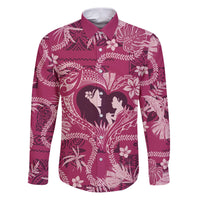 Hawaii Plumeria Family Matching Puletasi and Hawaiian Shirt Hau'oli la Makuahine Rosy LT7 Dad's Shirt - Long Sleeve Pink - Polynesian Pride