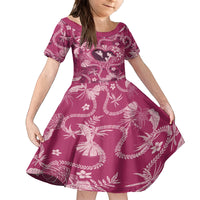 Hawaii Plumeria Kid Short Sleeve Dress Hau'oli la Makuahine Rosy LT7 KID Pink - Polynesian Pride