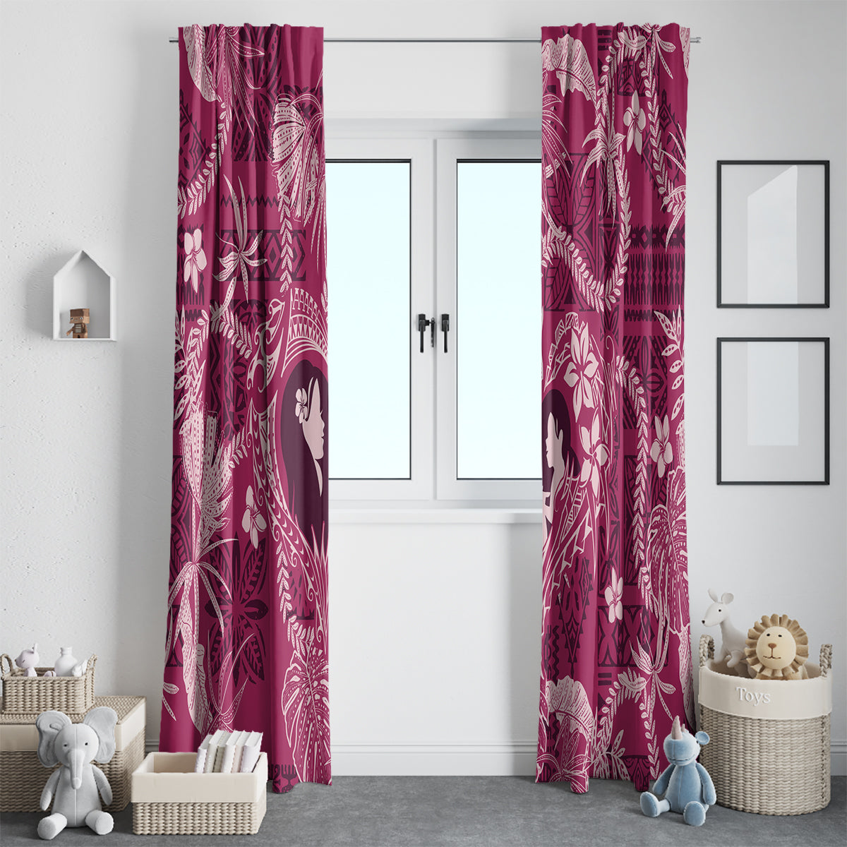 Hawaii Plumeria Window Curtain Hau'oli la Makuahine Rosy LT7 - Polynesian Pride