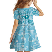 Hawaii Plumeria Kid Short Sleeve Dress Hau'oli la Makuahine Turquoise LT7 - Polynesian Pride