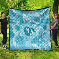 Hawaii Plumeria Quilt Hau'oli la Makuahine Turquoise LT7 - Polynesian Pride
