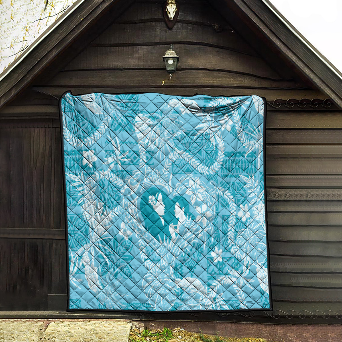 Hawaii Plumeria Quilt Hau'oli la Makuahine Turquoise LT7 - Polynesian Pride