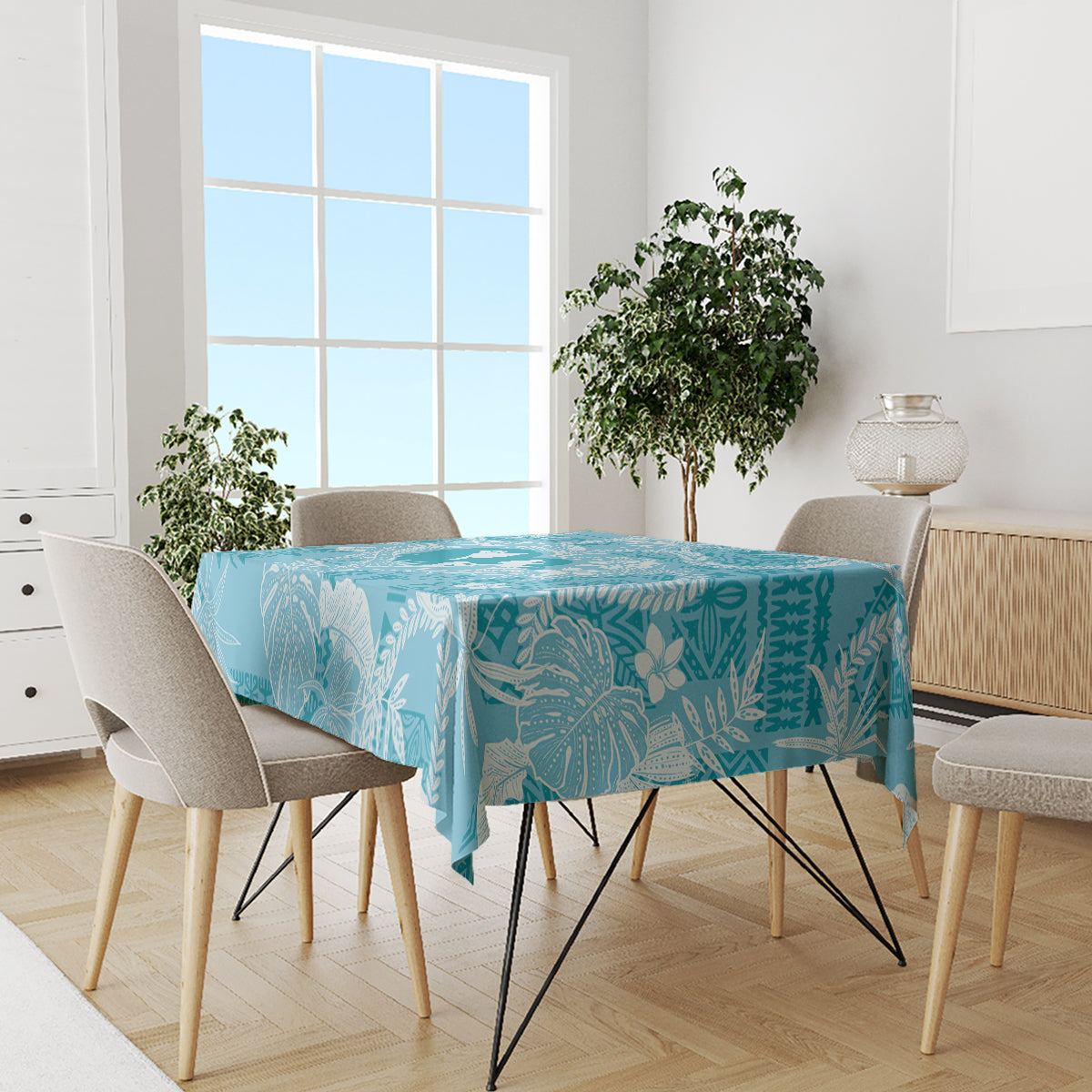Hawaii Plumeria Tablecloth Hau'oli la Makuahine Turquoise LT7 - Polynesian Pride