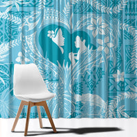 Hawaii Plumeria Window Curtain Hau'oli la Makuahine Turquoise LT7 - Polynesian Pride