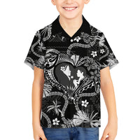 Hawaii Plumeria Family Matching Summer Maxi Dress and Hawaiian Shirt Hau'oli la Makuahine Monochrome LT7 Son's Shirt Black - Polynesian Pride