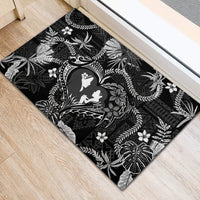 Hawaii Plumeria Rubber Doormat Hau'oli la Makuahine Monochrome LT7 - Polynesian Pride