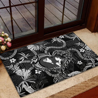 Hawaii Plumeria Rubber Doormat Hau'oli la Makuahine Monochrome LT7 - Polynesian Pride