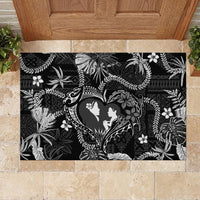 Hawaii Plumeria Rubber Doormat Hau'oli la Makuahine Monochrome LT7 - Polynesian Pride