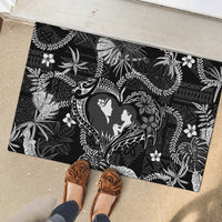 Hawaii Plumeria Rubber Doormat Hau'oli la Makuahine Monochrome LT7 - Polynesian Pride