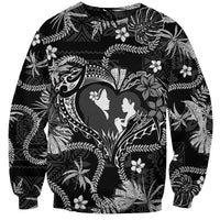 Hawaii Plumeria Sweatshirt Hau'oli la Makuahine Monochrome LT7 Unisex Black - Polynesian Pride