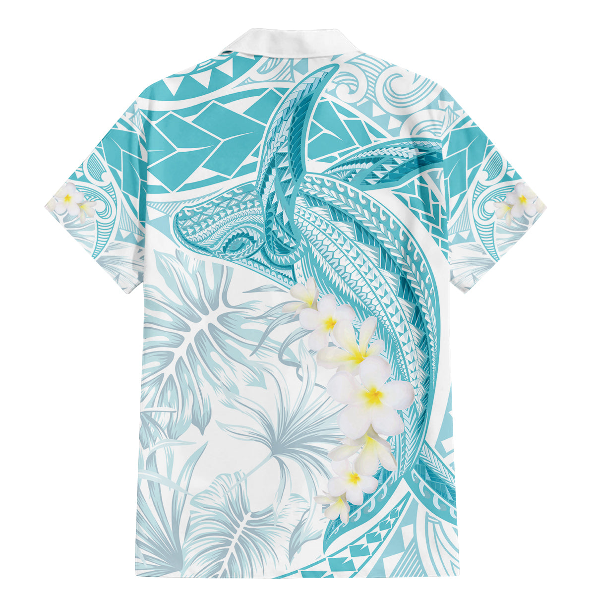 Polynesia Humpback Whale Family Matching Mermaid Dress and Hawaiian Shirt Tropical Plumeria Turquoise LT7 - Polynesian Pride