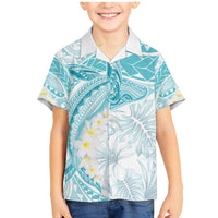 Polynesia Humpback Whale Family Matching Mermaid Dress and Hawaiian Shirt Tropical Plumeria Turquoise LT7 Son's Shirt Turquoise - Polynesian Pride