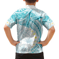 Polynesia Humpback Whale Family Matching Summer Maxi Dress and Hawaiian Shirt Tropical Plumeria Turquoise LT7 - Polynesian Pride