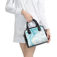 Polynesia Humpback Whale Shoulder Handbag Tropical Plumeria Turquoise